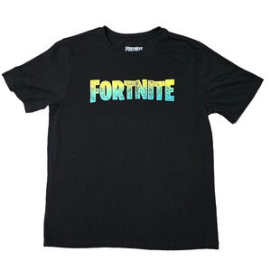 Fortnite T-Shirt Youth Boys Size 2XL (18) Black Mad Engine Gradient Logo